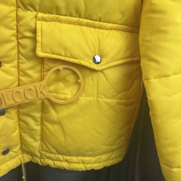 Vintage Swingster Racing Jacket Mens XL Crows Hybrids Yellow 70s Puffer Coat USA - Picture 5 of 16